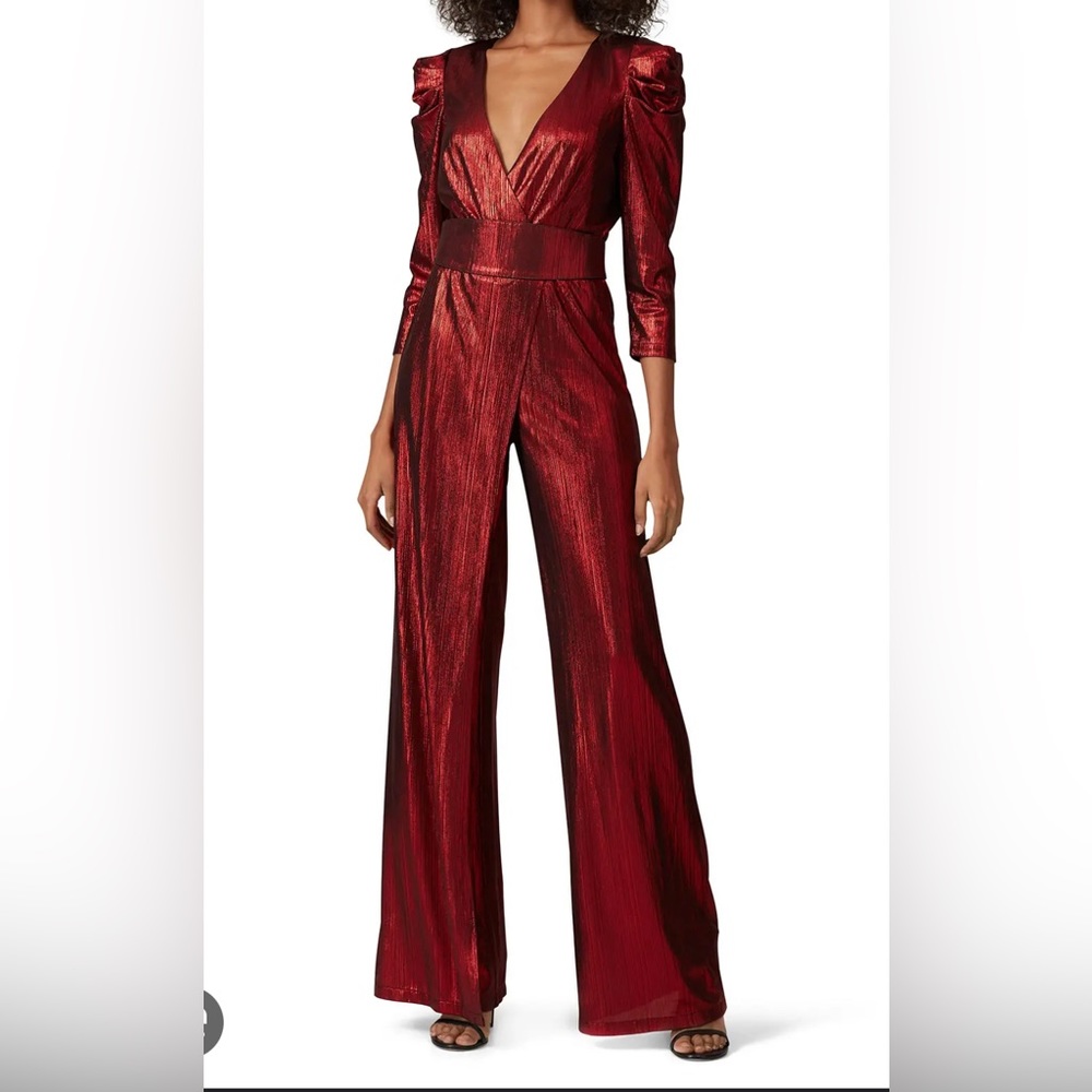 Retrofete | Red Metallic Jumpsuit Top Pants XL